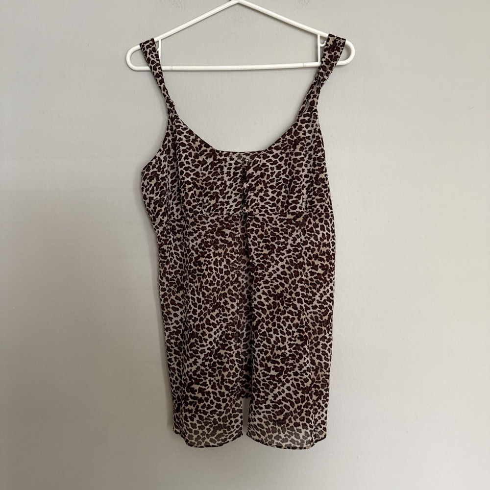 Valerie Stevens Intimates Womens‎ M Leopard Slip Night Gown negligee